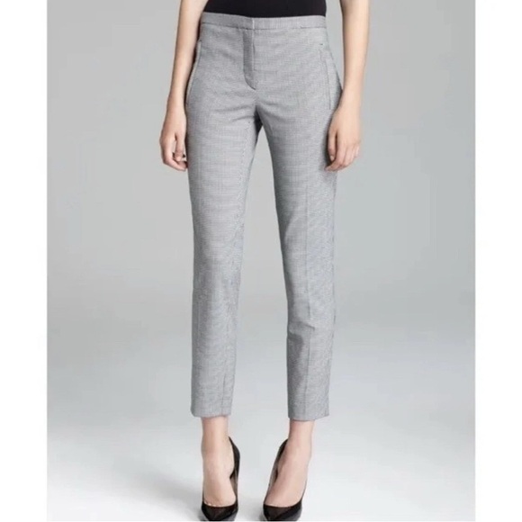 Theory Gray Pattern Tailor Ankle Trouser Wool Blend Size 4